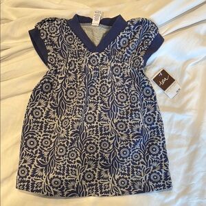 NWT, Tea Collection Blue Floral Patterned Cotton Dress, 18-24 months